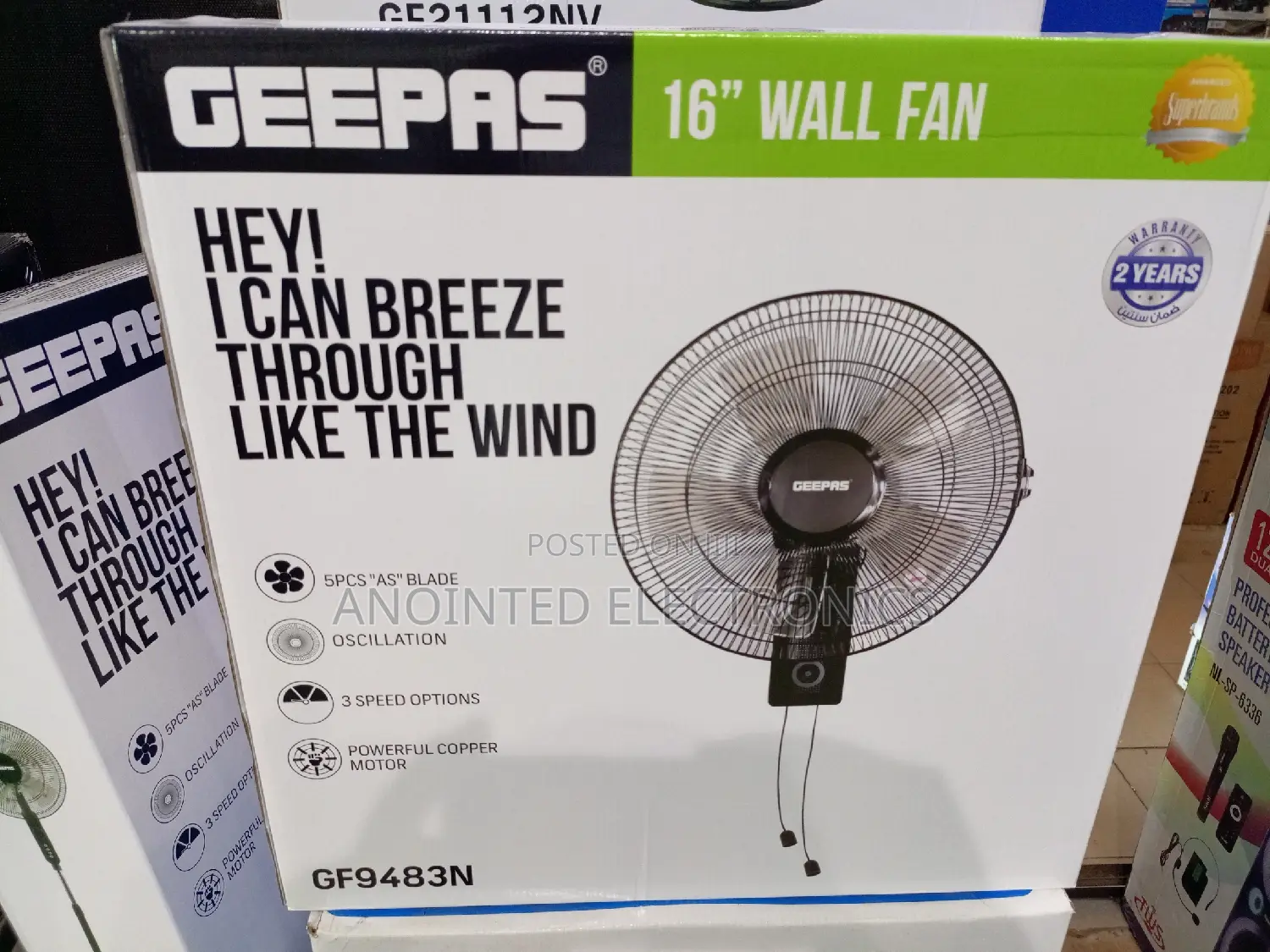Geepas Wall Fans Black