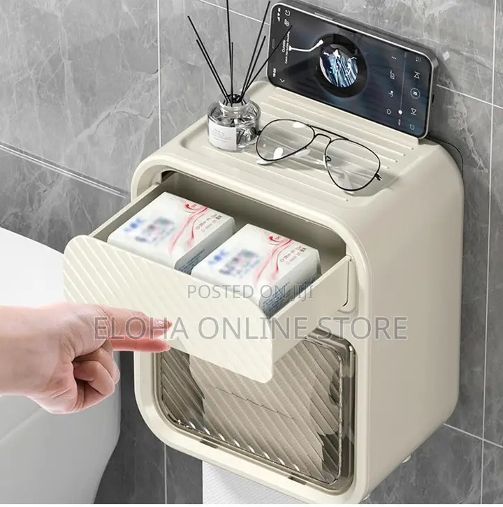Multifunctional Wall-mounted Tissue Box With Storage Shelf