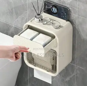 Cream Style Bathroom Roll Paper Drawer Box