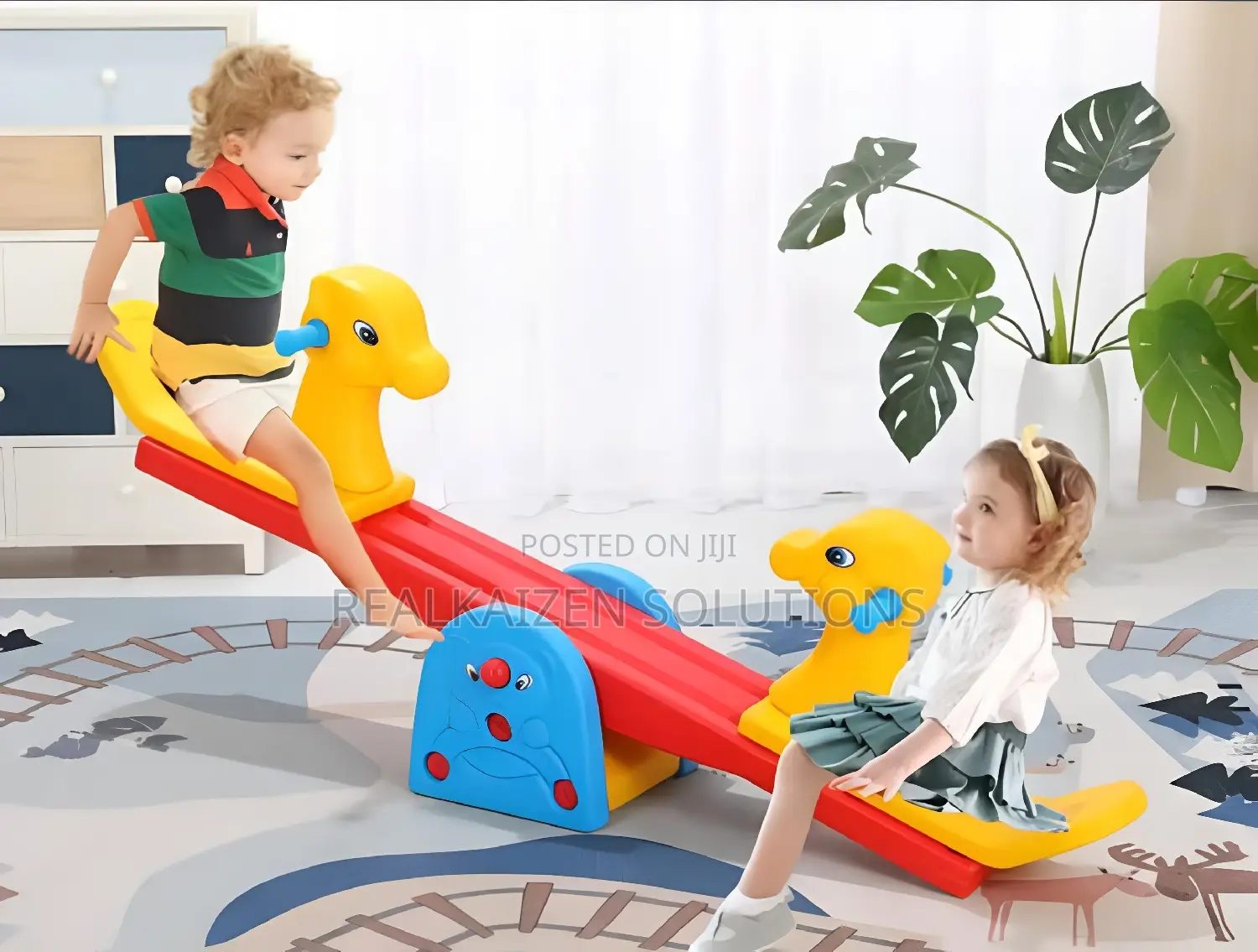 Indoor| Outdoor Kid Play Double Rocking Horse Plastic Seesaw