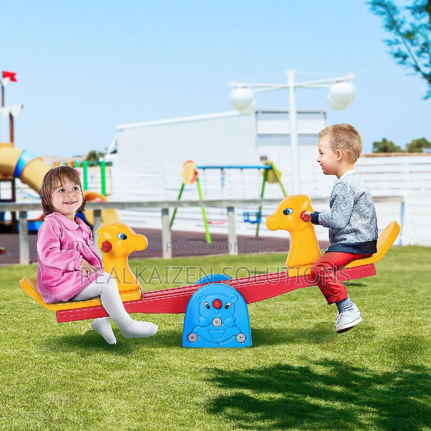 Indoor| Outdoor Kid Play Double Rocking Horse Plastic Seesaw