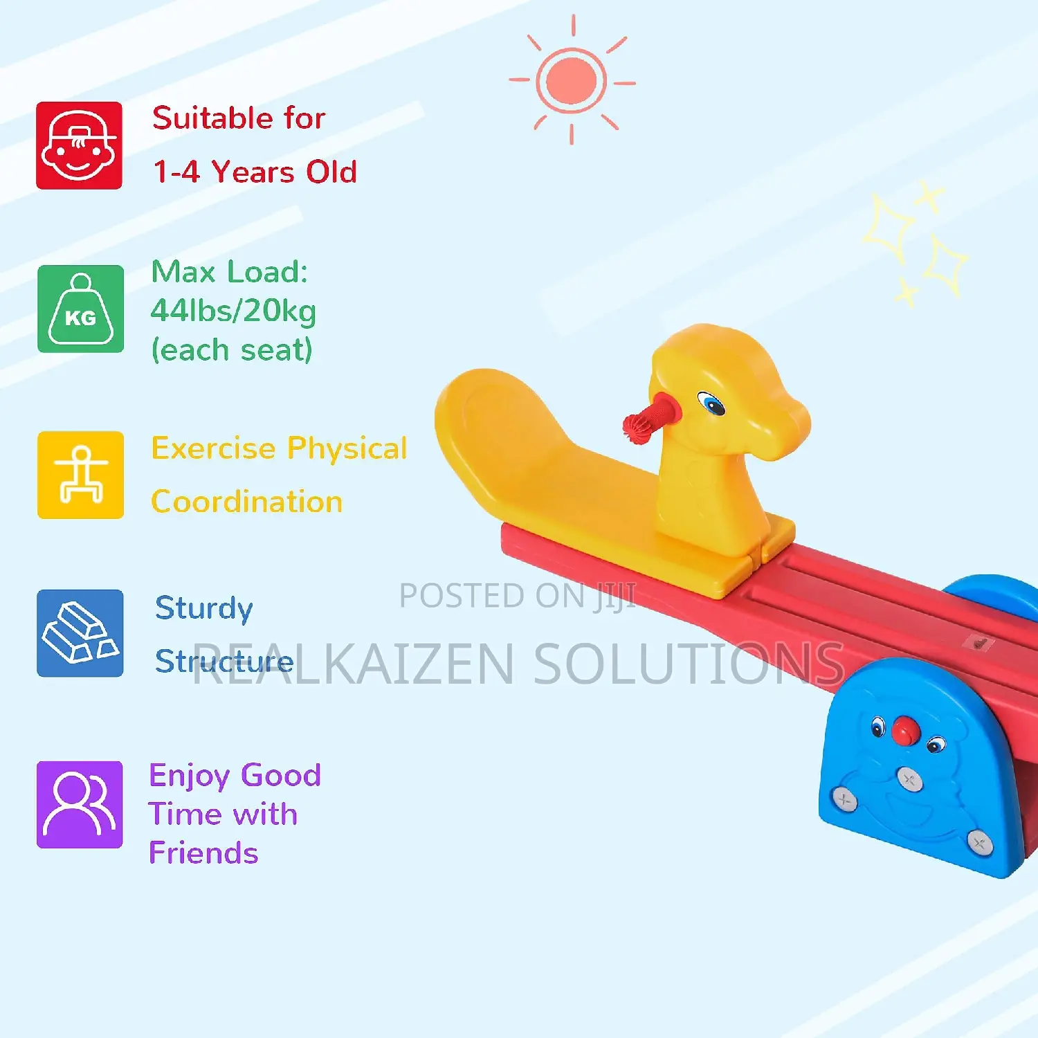 Indoor| Outdoor Kid Play Double Rocking Horse Plastic Seesaw