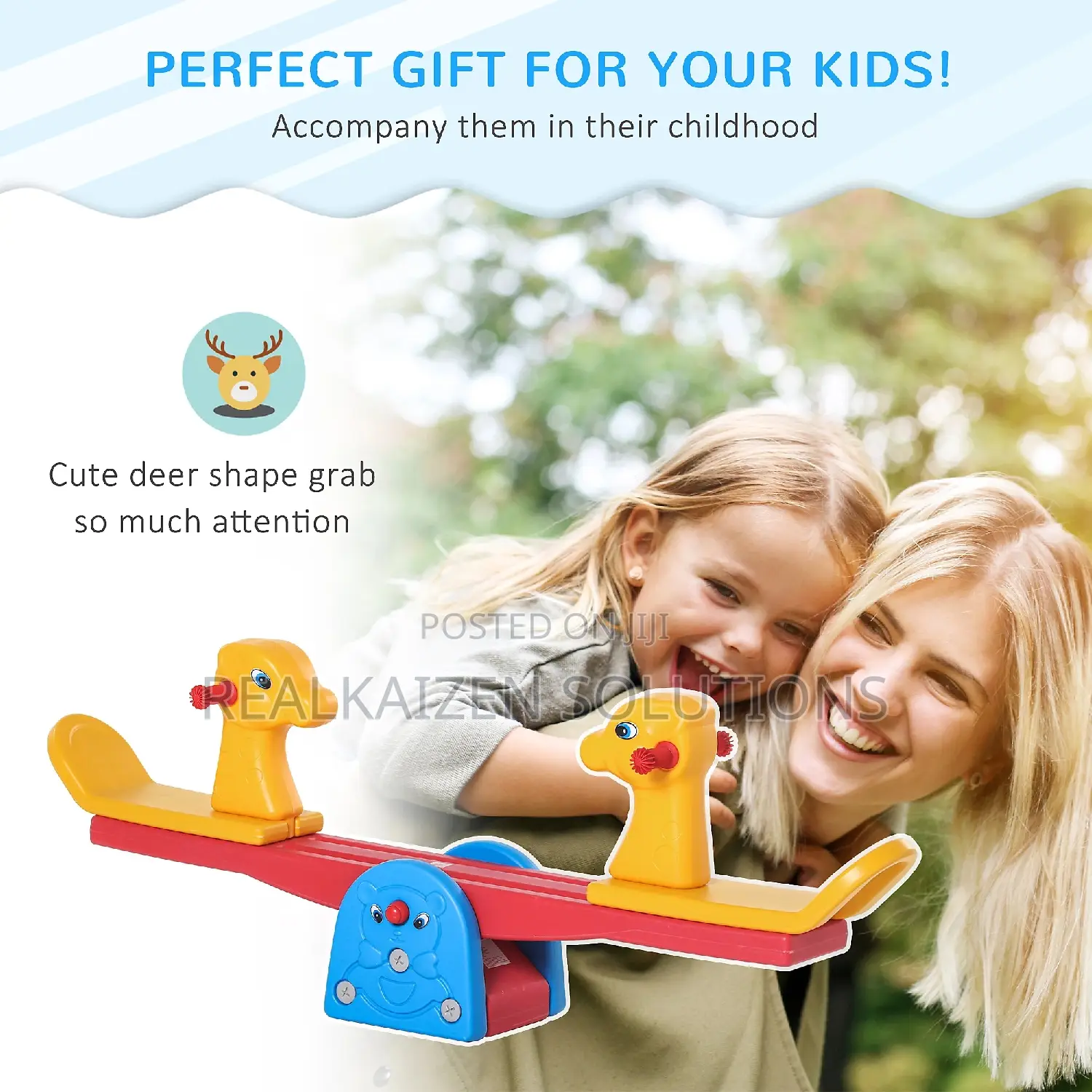 Indoor| Outdoor Kid Play Double Rocking Horse Plastic Seesaw
