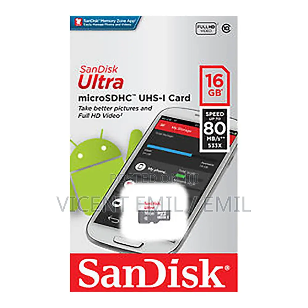 Sandisk Ultra Memory Card 16GB Micro SDHC UHS-I Card