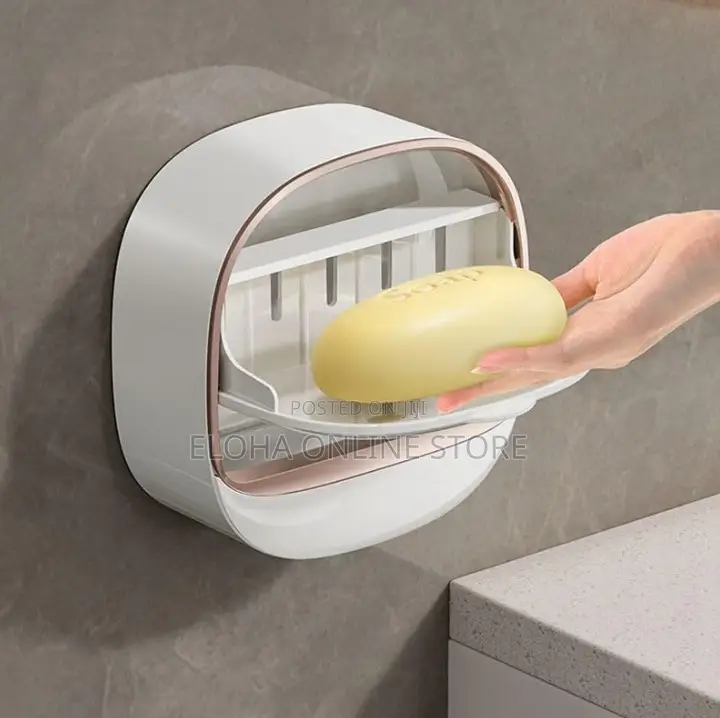 Wall-Mounted Drain Soap Box With Flip Lid