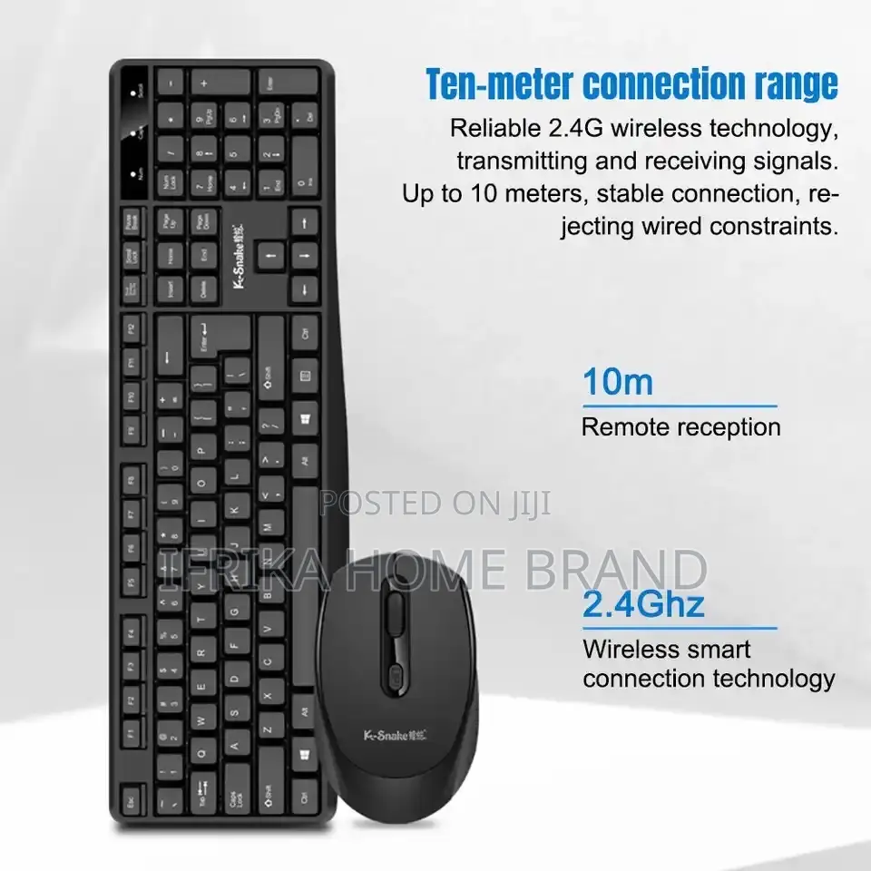 USB Wireless Keyboard and Mouse Combo Full-Sized 2.4ghz