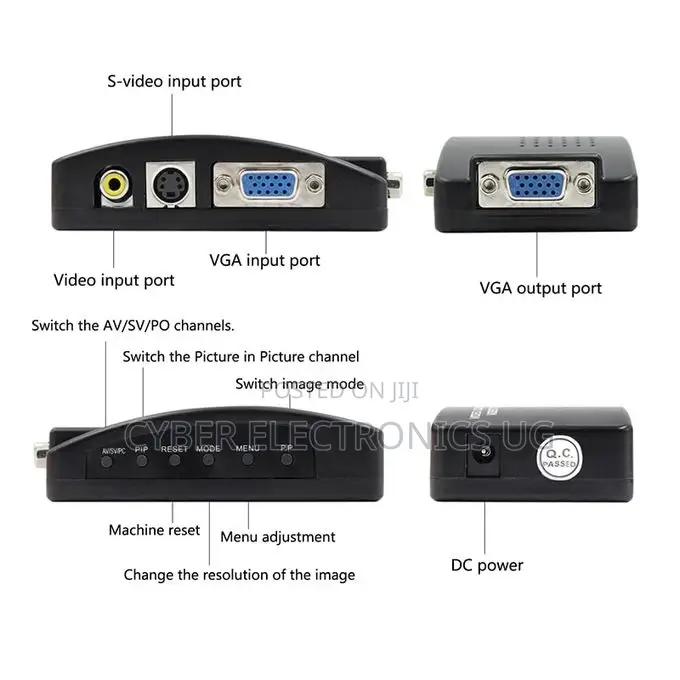 AV to VGA Adapter Rca VGA Converter PC Laptop Video TV Rca