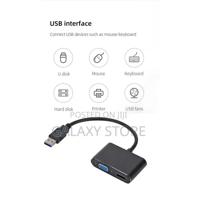 USB 3.0 to Hdmi-Compatible VGA Adapter 1080P HD for Computer