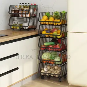 Floor Kitchen Storage Racks Multi-Layer Movable 4 Vegetable