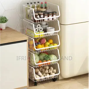 Floor Kitchen Storage Racks Multi-Layer Movable 4 Vegetable