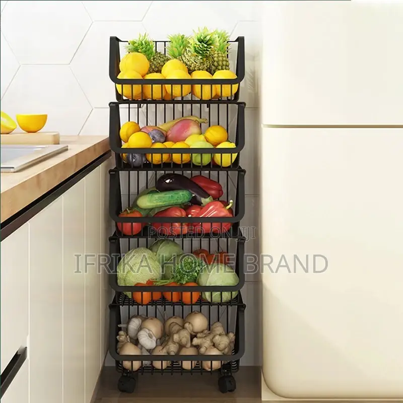 Floor Kitchen Storage Racks Multi-Layer Movable 4 Vegetable