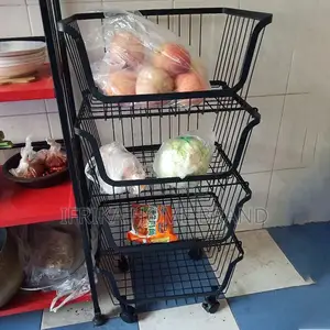 Floor Kitchen Storage Racks Multi-Layer Movable 4 Vegetable
