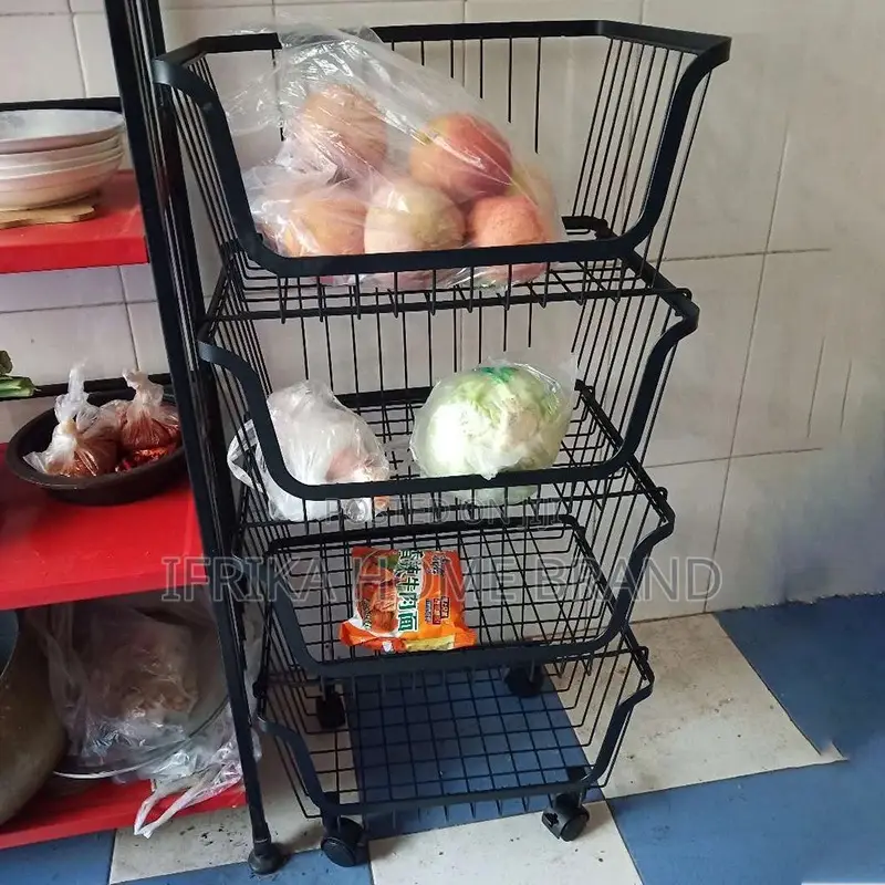 Floor Kitchen Storage Racks Multi-Layer Movable 4 Vegetable