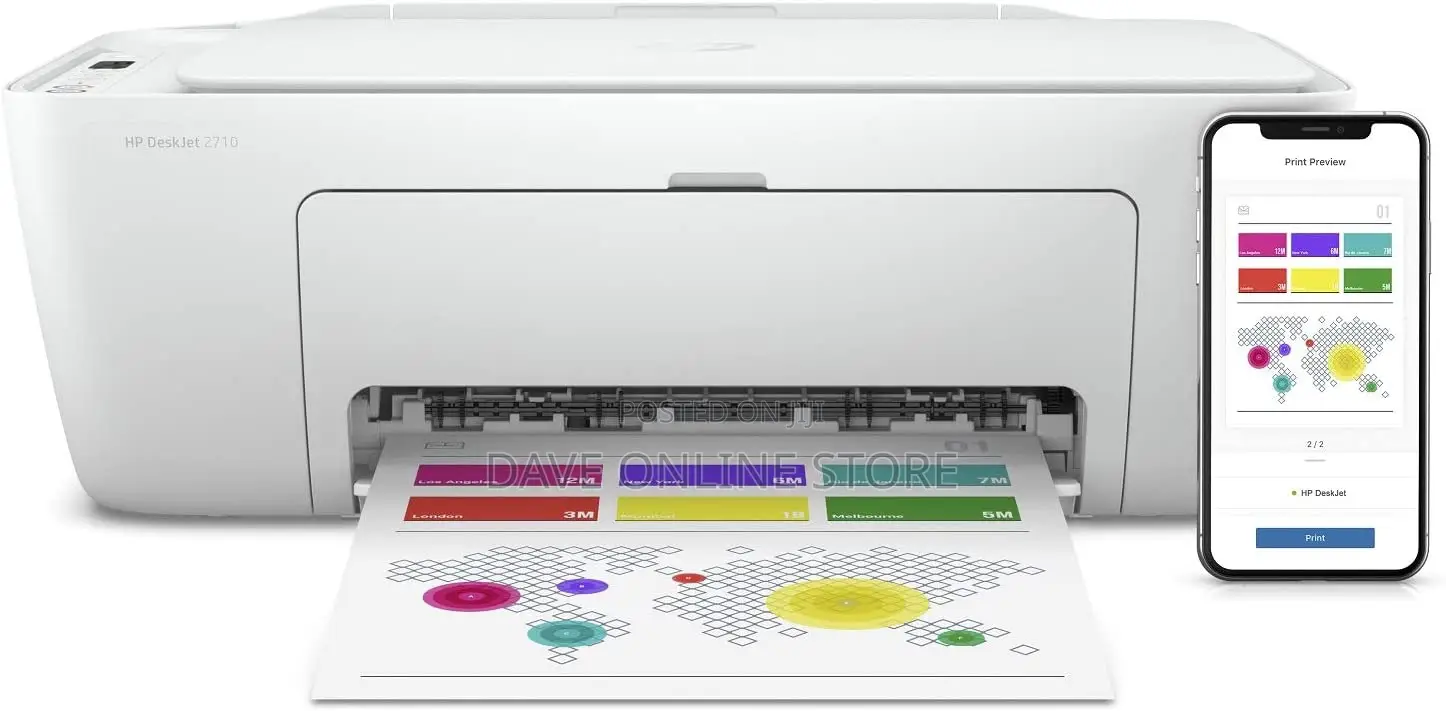 HP Deskjet 2710 Printer, All-in-One Colour Printer