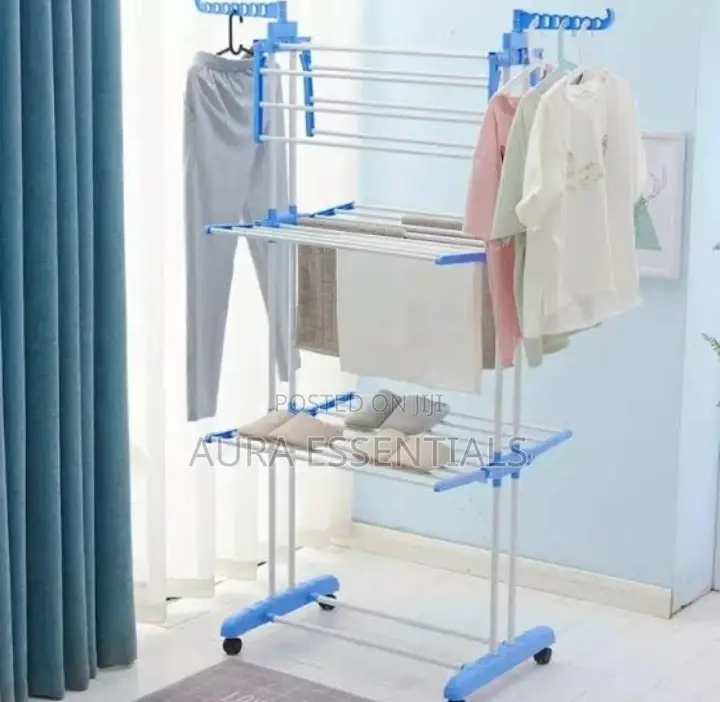 Folding Heavy Duty Outdoor Three Layer Clothes Rack