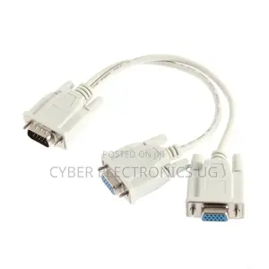 1 Male VGA to 2 Female VGA Splitter Cable 2 Way SVGA Monitor