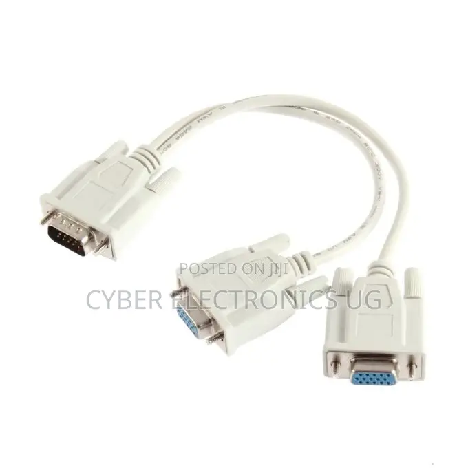 1 Male VGA to 2 Female VGA Splitter Cable 2 Way SVGA Monitor