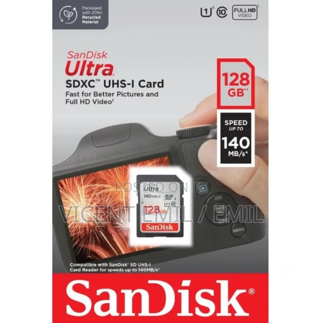 Sandisk Ultra Memory Card 128GB for Cameras SDXC UHS-I Card