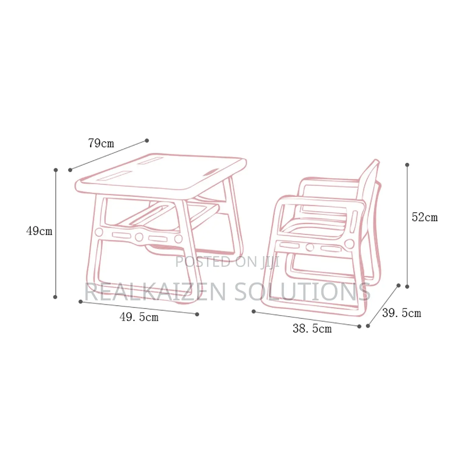 Multifunctional Children's Non-Slip 1 Table and 2 Chair Set
