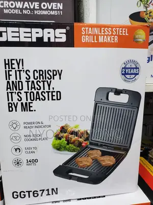 Geepas Stainless Steel Grill Maker With 2yrs Warranty.