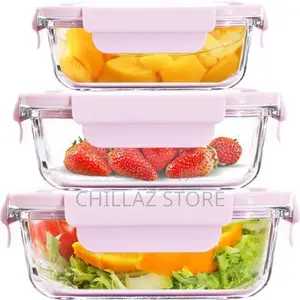 3 Piece Food Safe Microwave Oven Safe Glass Bowls Fridge