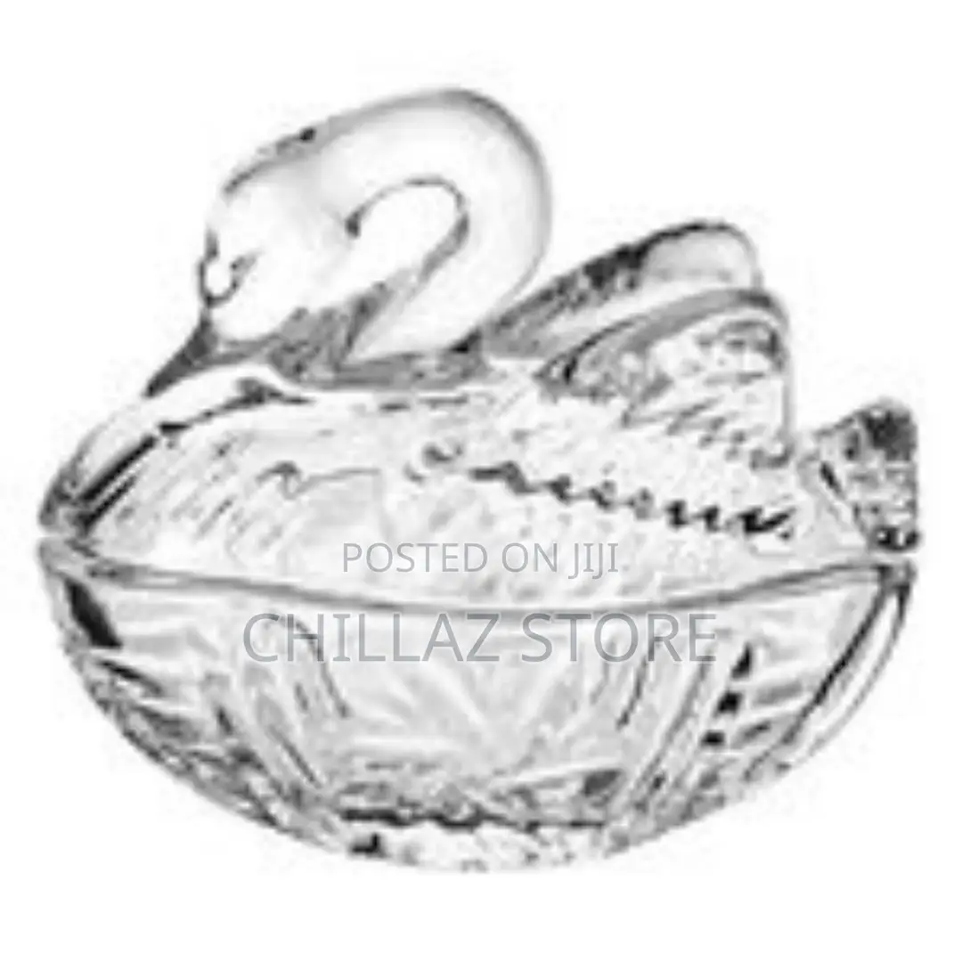Swan Shaped Glass Candy Dish With Lid Sugar Bowl