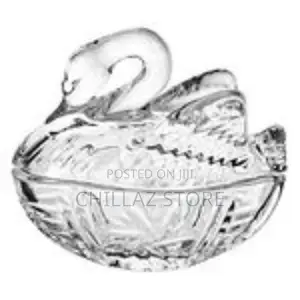 Swan Shaped Glass Candy Dish With Lid Sugar Bowl