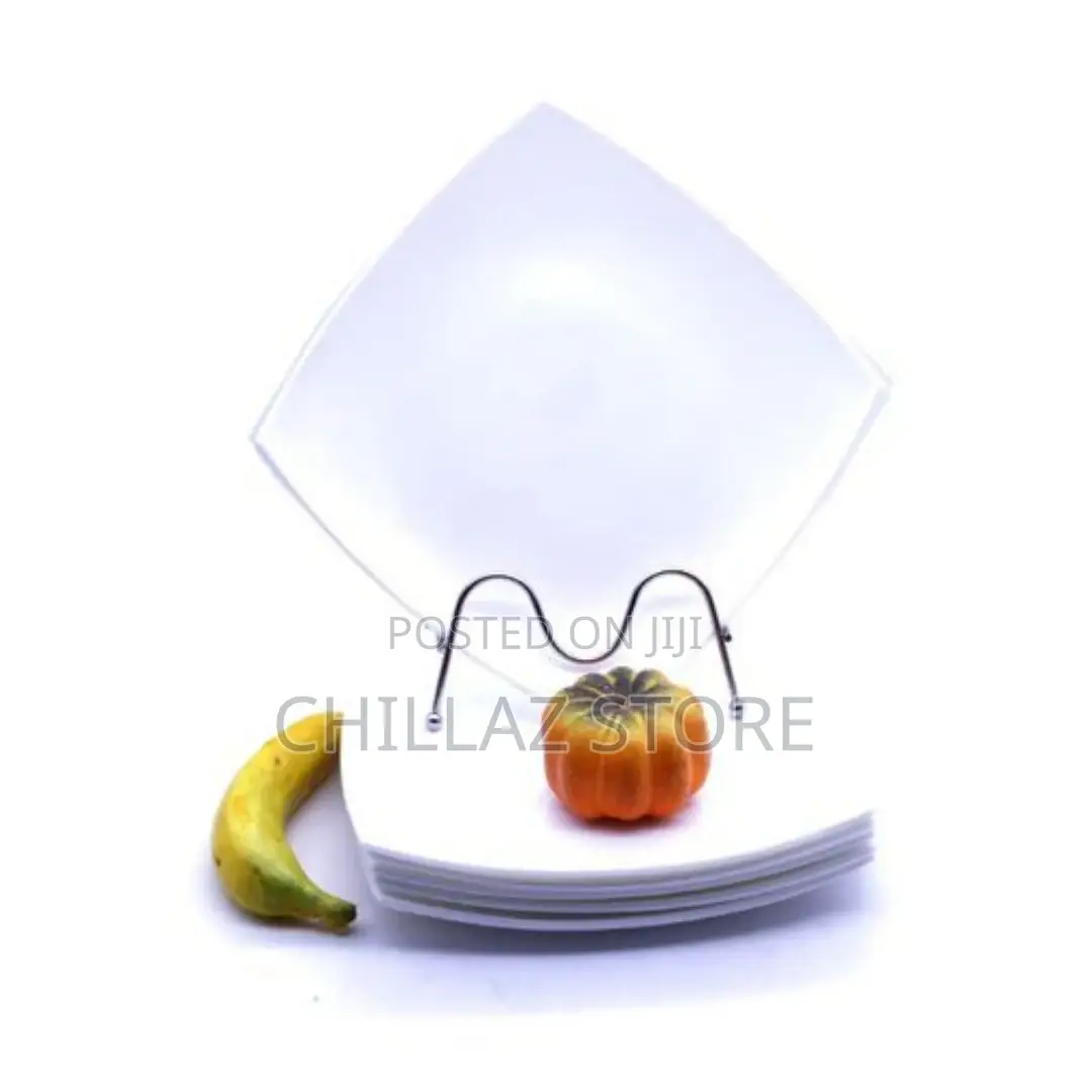 6 Pieces of Square Curved Snow Dinner Plates