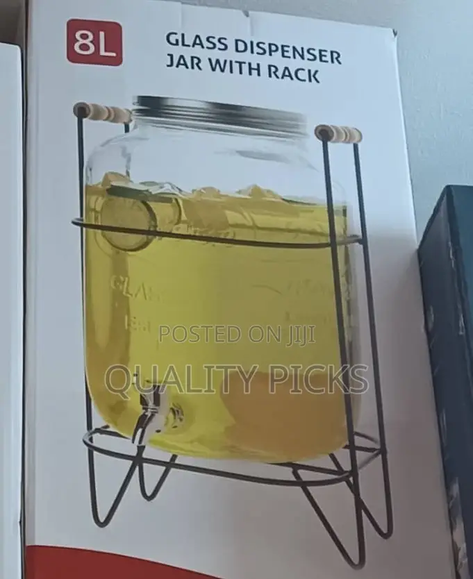 Glass Juice Dispenser With Stainless Stand