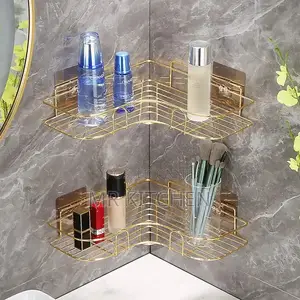 Bathroom Corner Shelves (Gold)