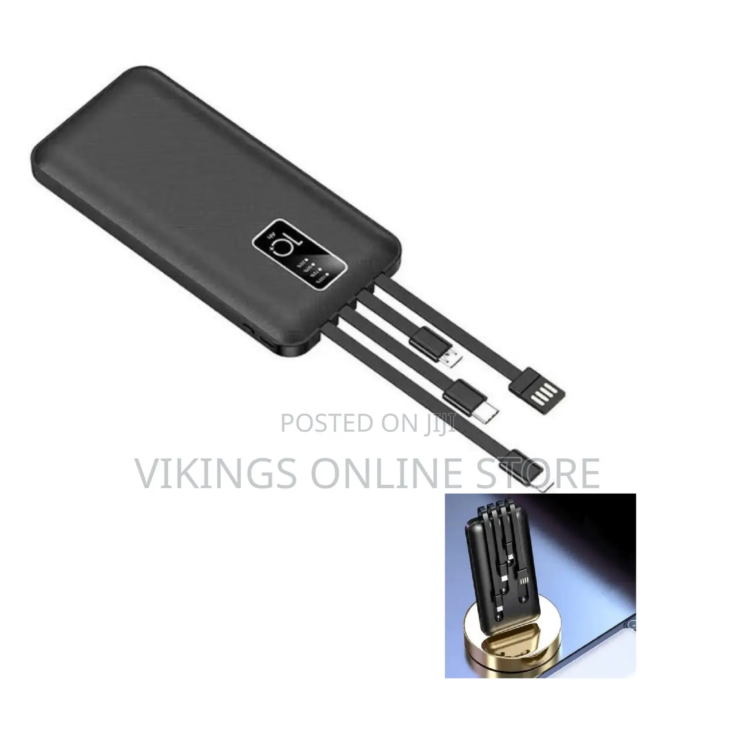 4 in 1 Portable Power Bank of 20000mah With Usb Port-Black.