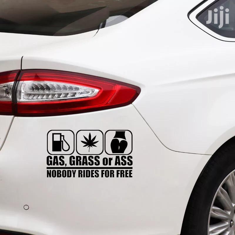 Black 15X8.4CM GAS GRASS OR ASS Nobody Rides For Free Car Vinyl Decal
