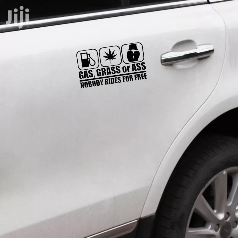 Black 15X8.4CM GAS GRASS OR ASS Nobody Rides For Free Car Vinyl Decal
