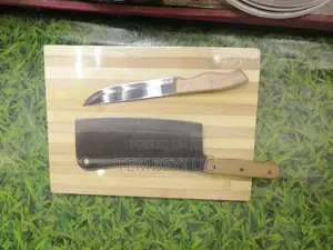 Set of Bamboo Chopping Board, and Kitchen Knives