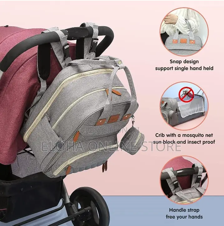 Diaper Bag Backpack, With Bassinet Stroller Straps