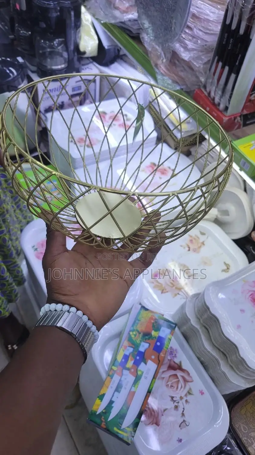 Gold Round Fruit Basket