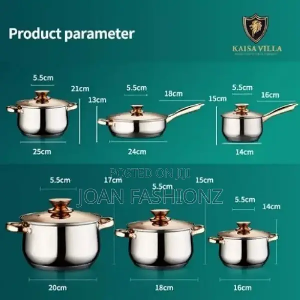12 Pieces Multi -Purpose Stainless Steel Saucepans Dishes