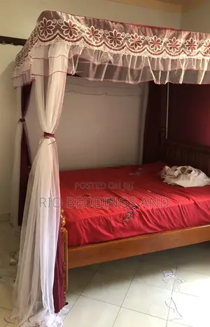 Four Stand Mosquito Net With Curtains Design
