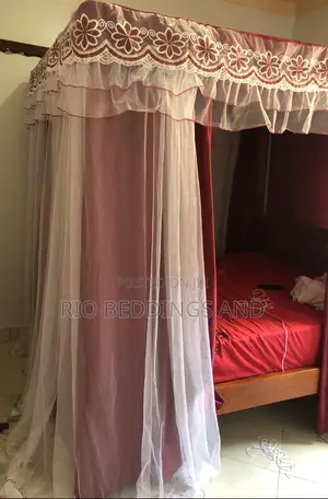 Four Stand Mosquito Net With Curtains Design