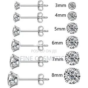 1PAIR Earring Studs,Clear Stainless Steel Silver Ear Jewelry