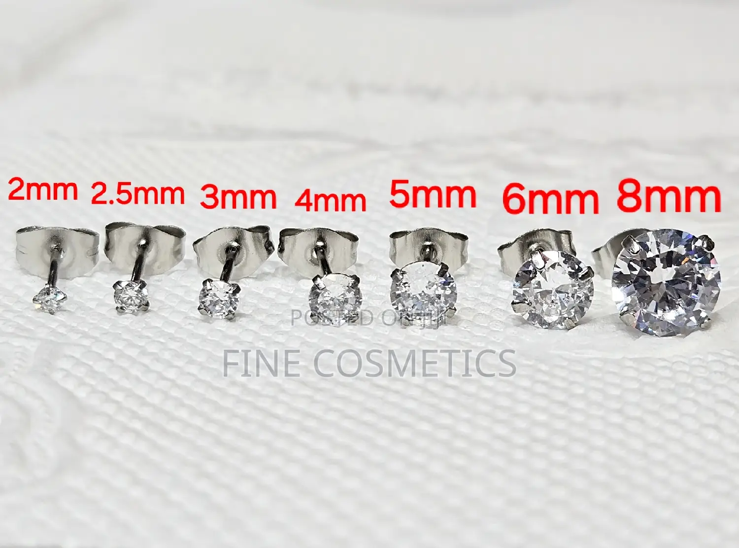1PAIR Earring Studs,Clear Stainless Steel Silver Ear Jewelry