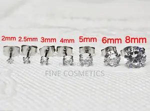1PAIR Earring Studs,Clear Stainless Steel Silver Ear Jewelry
