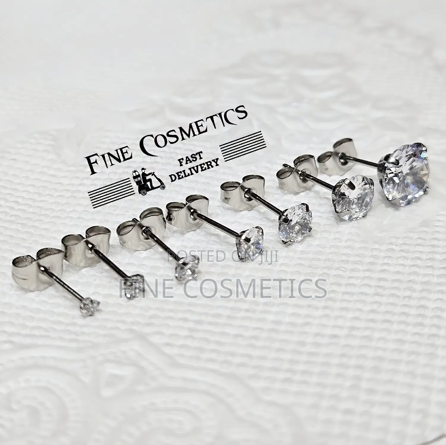 1PAIR Earring Studs,Clear Stainless Steel Silver Ear Jewelry