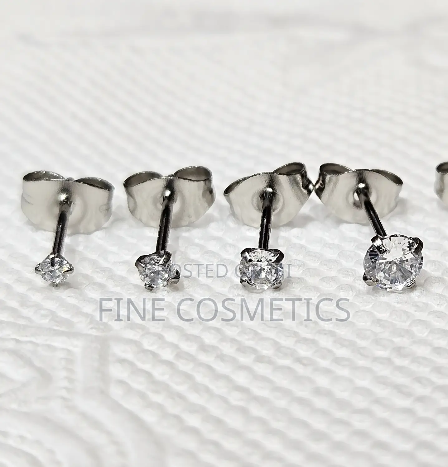 1PAIR Earring Studs,Clear Stainless Steel Silver Ear Jewelry