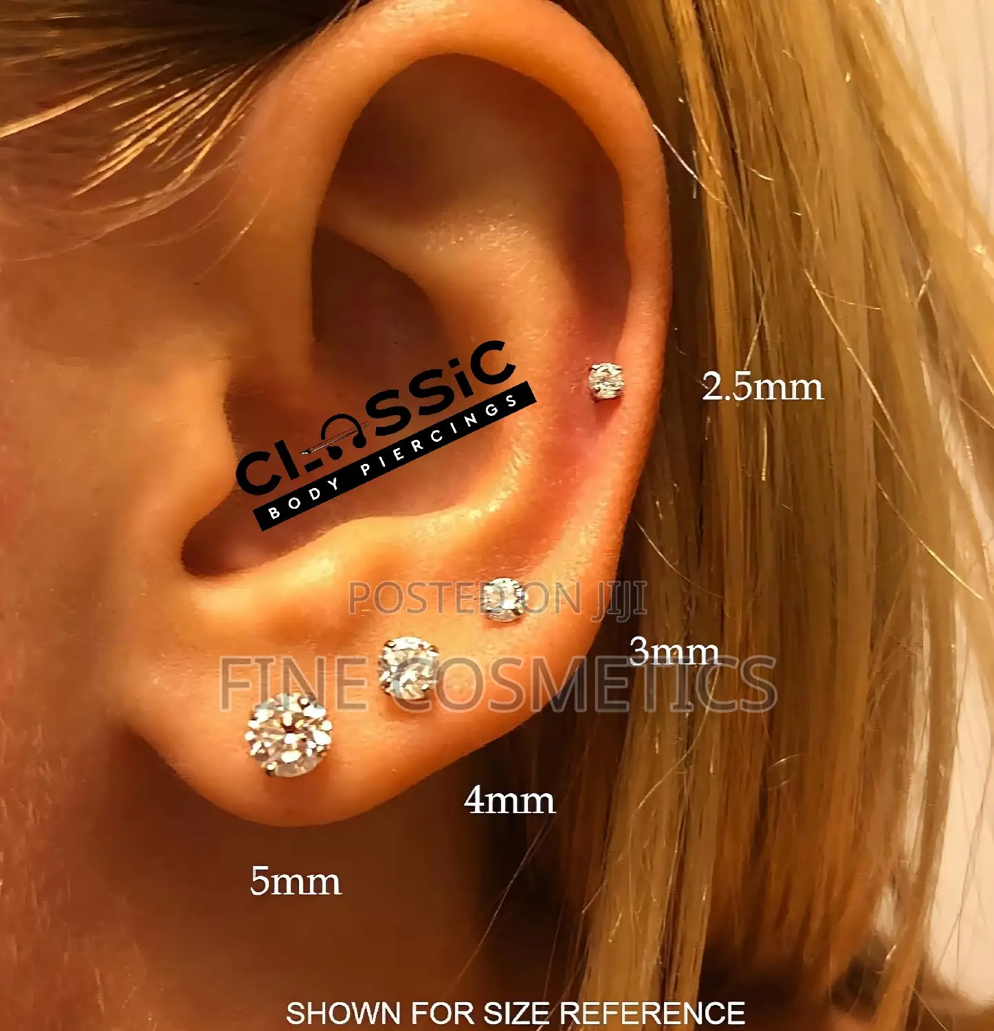 1PAIR Earring Studs,Clear Stainless Steel Silver Ear Jewelry