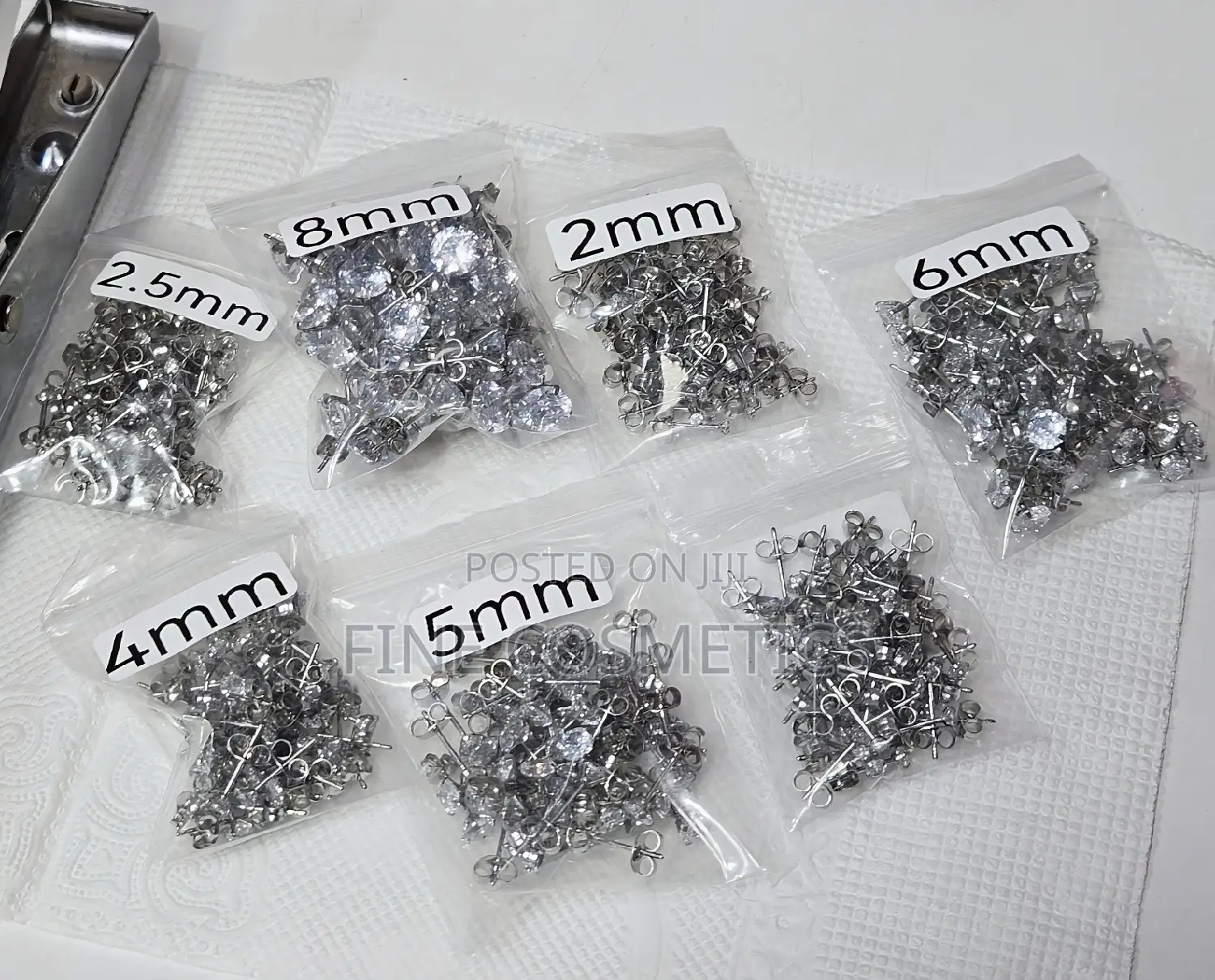 1PAIR Earring Studs,Clear Stainless Steel Silver Ear Jewelry