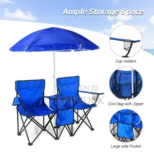 Foldable Outdoor Twin Camping Chair With Umbrella