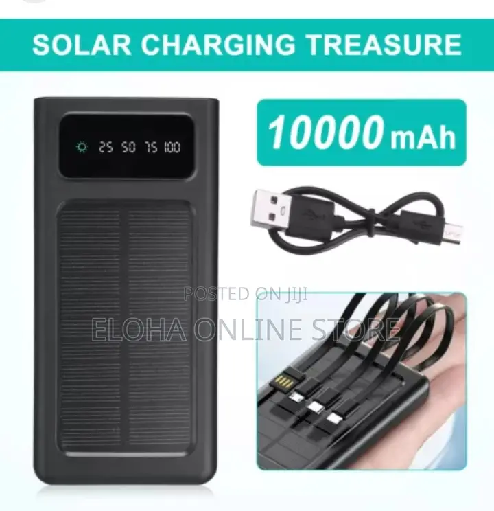 10000mah Phone Charger Solar Power Bank With 4 Lines