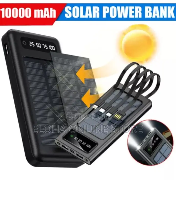 10000mah Phone Charger Solar Power Bank With 4 Lines