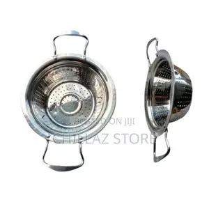 Round Stainless Steel Colander Strainer Sieve-Silver